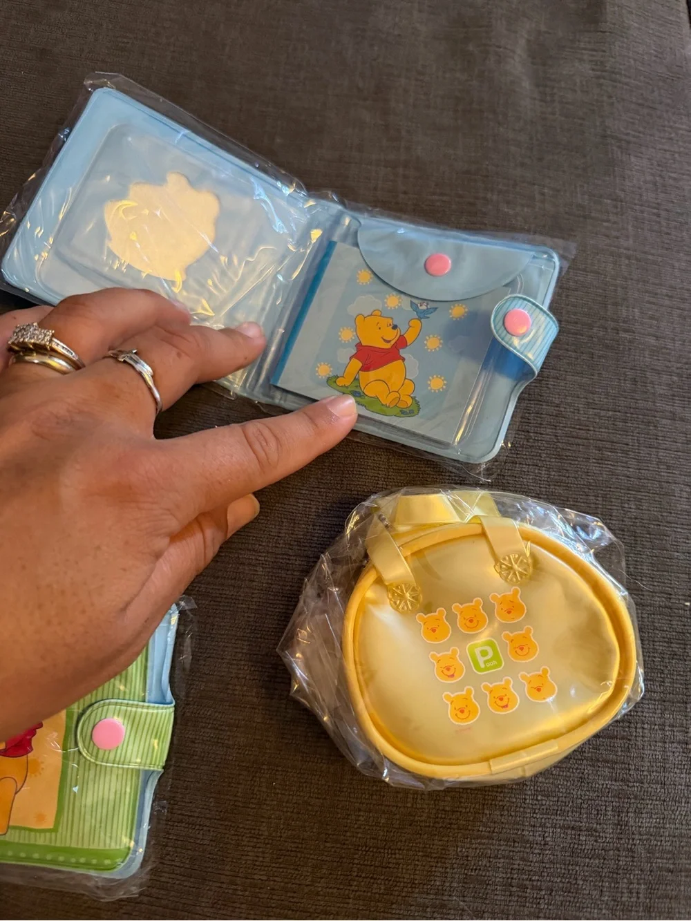 VTG Winnie the Pooh Blue, Green & Yellow Kids Wallet and Coin Purse bundle